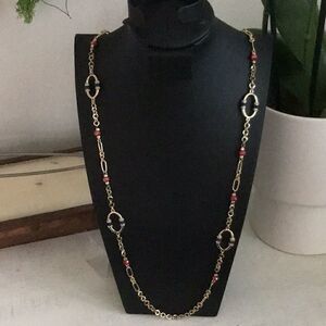 The Limited gold tone with red bead long necklace 38 inch